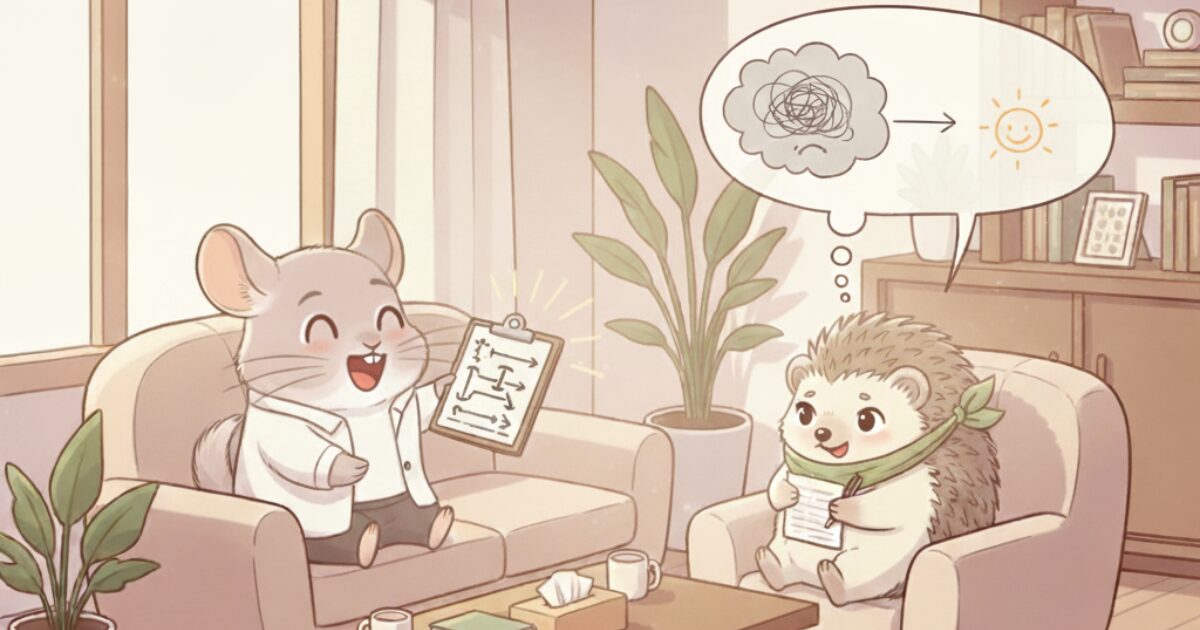 認知行動療法(CBT)の治療場面を表したイラスト