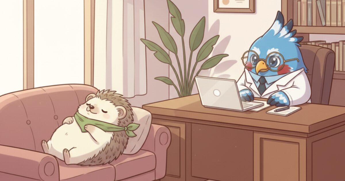 精神分析的心理療法の治療場面を表したイラスト