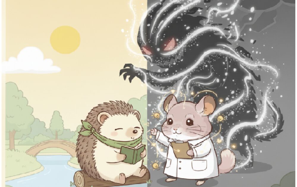 大きくなってしまった不安のイメージ。その不安症の治療をしているイラスト